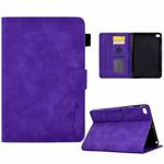 For iPad mini 5/4/3/2/1 Embossed Smile Flip Tablet Leather Smart Case(Purple)