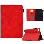 For iPad mini 5/4/3/2/1 Embossed Smile Flip Tablet Leather Smart Case(Red)