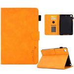 For iPad mini 5/4/3/2/1 Embossed Smile Flip Tablet Leather Smart Case(Khaki)