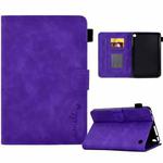 For Amazon Kindle Fire 7 2022 Embossed Smile Flip Tablet Leather Case(Purple)