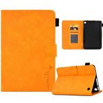 For Amazon Kindle Fire 7 2022 Embossed Smile Flip Tablet Leather Case(Khaki)