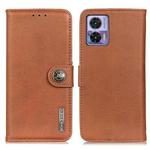 For Motorola Edge 30 Lite / Edge 30 Neo KHAZNEH Cowhide Texture Leather Phone Case(Brown)