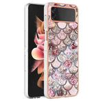 For Samsung Galaxy Z Flip4 Electroplating IMD TPU Phone Case with Ring(Pink Scales)