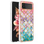 For Samsung Galaxy Z Flip4 Electroplating IMD TPU Phone Case with Ring(Colorful Scales)