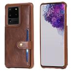 For Galaxy S20 Ultra Shockproof Horizontal Flip Protective Case with Holder & Card Slots & Wallet & Photo Frame & Short Lanyard(Coffee)