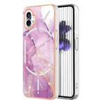 For Nothing Phone 1 Electroplating Marble Pattern IMD TPU Phone Case(Purple 001)