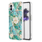 For Nothing Phone 1 Electroplating Marble Flower Pattern TPU Phone Case(Blue Flower)