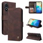 For vivo Y02s Skin Feel Life Tree Metal Button Leather Phone Case(Brown)