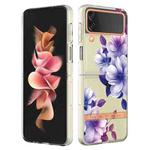 For Samsung Galaxy Z Flip4 Flowers and Plants Series IMD TPU Phone Case(Purple Begonia)