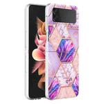 For Samsung Galaxy Z Flip4 Electroplating IMD Splicing Marble TPU Phone Case(Light Purple)