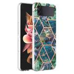For Samsung Galaxy Z Flip4 Electroplating IMD Splicing Marble TPU Phone Case(Blue Green)