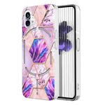 For Nothing Phone 1 Electroplating IMD Splicing Marble TPU Phone Case(Light Purple)