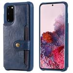For Galaxy S20 Shockproof Horizontal Flip Protective Case with Holder & Card Slots & Wallet & Photo Frame & Short + Long Lanyard(Blue)