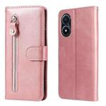 For vivo Y02s Calf Texture Zipper Leather Phone Case(Rose Gold)