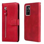 For vivo Y75 4G / S10e Calf Texture Zipper Leather Phone Case(Red)