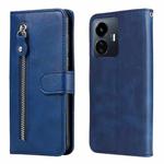 For vivo Y77 5G Calf Texture Zipper Leather Phone Case(Blue)
