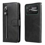 For Xiaomi Poco C40 Calf Texture Zipper Leather Phone Case(Black)