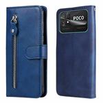 For Xiaomi Poco C40 Calf Texture Zipper Leather Phone Case(Blue)