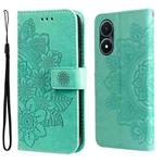 For vivo Y02s 7-petal Flowers Embossing Leather Phone Case(Green)