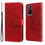 For vivo Y75 4G / S10e 7-petal Flowers Embossing Leather Phone Case(Red)