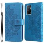 For vivo Y75 4G / S10e 7-petal Flowers Embossing Leather Phone Case(Blue)