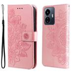 For vivo Y77 5G 7-petal Flowers Embossing Leather Phone Case(Rose Gold)