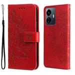 For vivo Y77 5G 7-petal Flowers Embossing Leather Phone Case(Red)