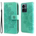 For vivo Y77 5G 7-petal Flowers Embossing Leather Phone Case(Green)