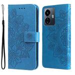 For vivo Y77 5G 7-petal Flowers Embossing Leather Phone Case(Blue)