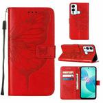 For Infinix Hot 12 Play/Hot 12 Play NFC X6816C Embossed Butterfly Flip Leather Phone Case(Red)