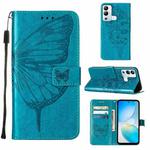 For Infinix Hot 12i X665 Embossed Butterfly Flip Leather Phone Case(Blue)