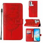 For Infinix Hot 12i X665 Embossed Butterfly Flip Leather Phone Case(Red)