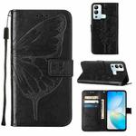 For Infinix Hot 12i X665 Embossed Butterfly Flip Leather Phone Case(Black)