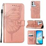 For Infinix Hot 12i X665 Embossed Butterfly Flip Leather Phone Case(Rose Gold)