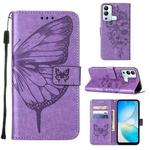 For Infinix Hot 12i X665 Embossed Butterfly Flip Leather Phone Case(Purple)