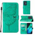 For Infinix Note 12 G96 Embossed Butterfly Flip Leather Phone Case(Green)