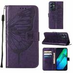 For Infinix Note 12i X6819 Embossed Butterfly Flip Leather Phone Case(Dark Purple)