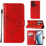 For Itel P38/S17/S1661W/Vision 3 Embossed Butterfly Flip Leather Phone Case(Red)