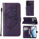 For Itel P38/S17/S1661W/Vision 3 Embossed Butterfly Flip Leather Phone Case(Dark Purple)