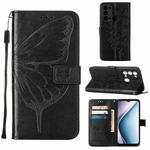 For Itel P38/S17/S1661W/Vision 3 Embossed Butterfly Flip Leather Phone Case(Black)