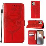 For Motorola Moto G32 Embossed Butterfly Flip Leather Phone Case(Red)