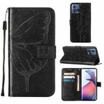 For Motorola Moto S30 Pro 5G Embossed Butterfly Flip Leather Phone Case(Black)