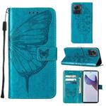 For Motorola Moto X30 Pro 5G Embossed Butterfly Flip Leather Phone Case(Blue)