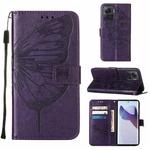 For Motorola Moto X30 Pro 5G Embossed Butterfly Flip Leather Phone Case(Dark Purple)