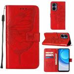 For Tecno Camon 19 NEO Embossed Butterfly Flip Leather Phone Case(Red)