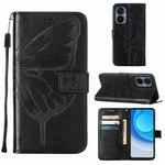 For Tecno Camon 19 NEO Embossed Butterfly Flip Leather Phone Case(Black)