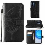 For Tecno Camon 19 Pro 5G Embossed Butterfly Flip Leather Phone Case(Black)