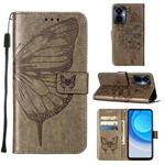 For Tecno Camon 19 Pro 5G Embossed Butterfly Flip Leather Phone Case(Grey)