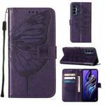 For Tecno Pova 3/LE7 Embossed Butterfly Flip Leather Phone Case(Dark Purple)