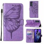 For Tecno Pova 3/LE7 Embossed Butterfly Flip Leather Phone Case(Purple)